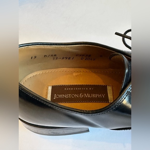 Johnston & Murphy Melton Cap Toe Black Classic Men’s Leather Oxfords Shoes Sz 12